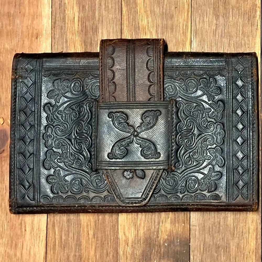 Vintage Hand Tooled Leather Bifold